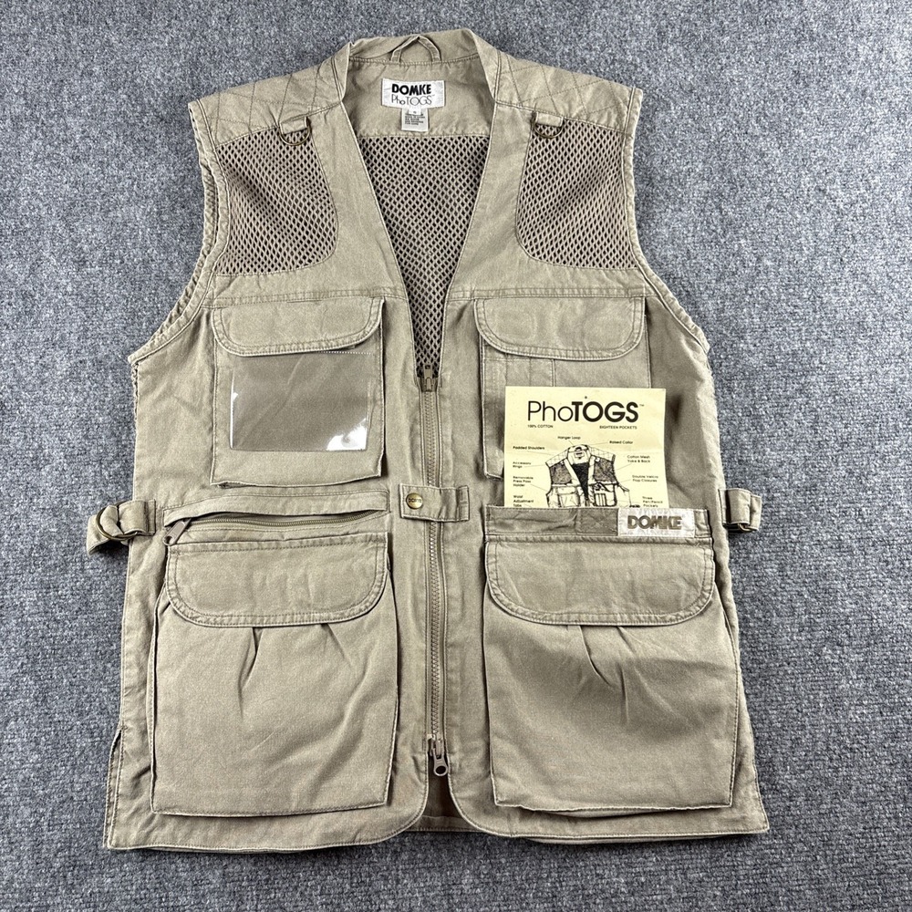 NWT Vintage Domke PhoTOGS Photography Cargo Vest Men's Small Khaki Deadstock